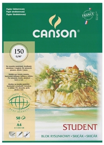 Blok rysunkowy A4 50 k. 150g Student na spirali, Canson