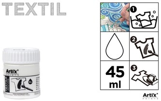 Farba do tkanin 45ml biała Artix PP651-01, Main Paper