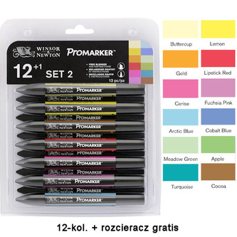 Markery dwustr. ProMarker zest. 12+1 szt. SET2 4527C, Winsor&Newton;