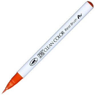 Marker Clean Color Real Brush - scarlet red  023, Kuretake