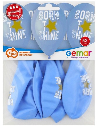 Balony Premium Hel Born to Shine (niebieskie), 13" op. 5 szt., GoDan
