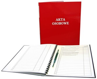 Akta osobowe oprawa twarda, binda wewnętrzna czerwone 339-110, Warta
