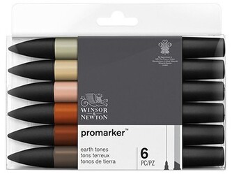 Markery dwustr. okr./ścięty ProMarker zest. 6szt. Earth Tones 290160, Winsor&Newton;