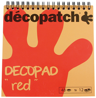 Papiery do decoupage 15 x 16 (14x14) cm 12 wzorów czerwonych 48 ark. w bloku na spirali BLOC03, Decopatch
