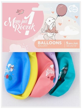 Balony Premium Hel Mam Już 1 Roczek (króliczek), 13" op. 5szt., GoDan