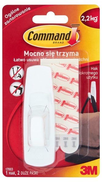 Hak samoprzylepny duży biały do 2.2kg 17003 PL Command, 3M