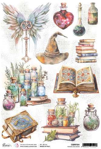 Papier ryżowy A4 Potions and books, Stamperia