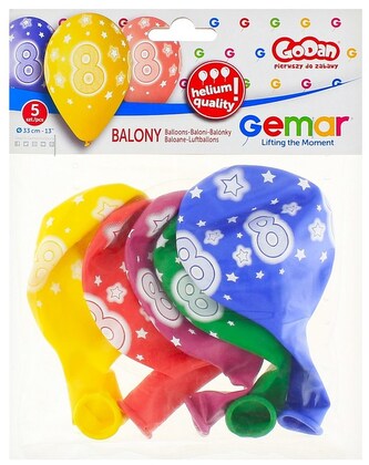 Balony Premium Hel z nadr. 8, 13" op. 5szt., GoDan