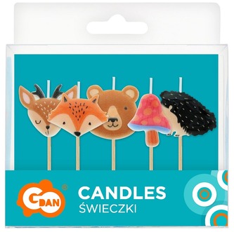 Świeczki pikery Zwierzątka leśne, 5 szt., Godan
