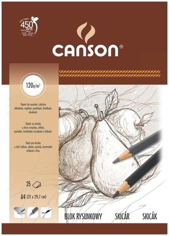 Blok rysunkowy A4 25 k. 120g Gruszki ziarnisty, Canson
