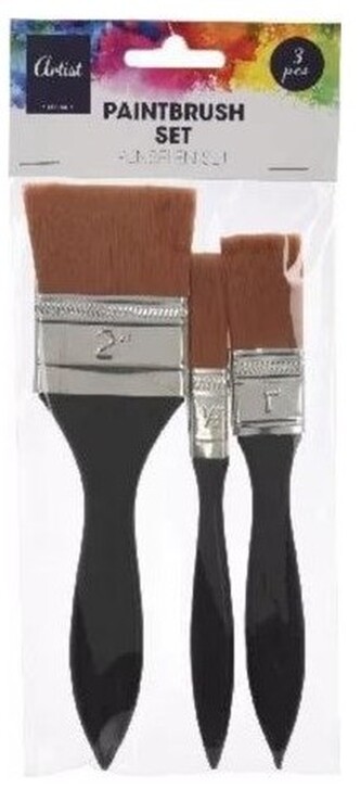 Pędzle nylonowe płaskie delikatne 3 szt. Pentart