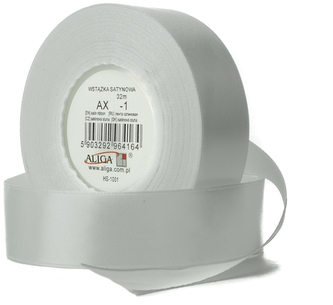 Wstążka satynowa 38mm/32m biała AX 38-01, Aliga