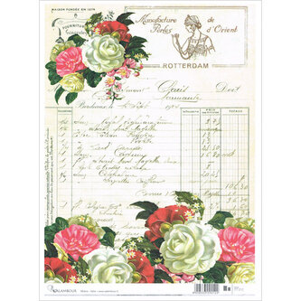 Papier ryżowy do decoupage 309 x 233 (342 x 247) mm TT012, Calambour