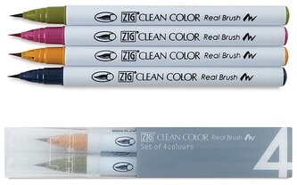 Zestaw Markerów Clean Color Real Brush 4 Set Deep, Kuretake