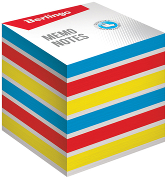 Kostka klejona, Rainbown 8x8x8cm, 800k., 4 kolor., nasyc., czer.zółt.nieb.biały, Berlingo