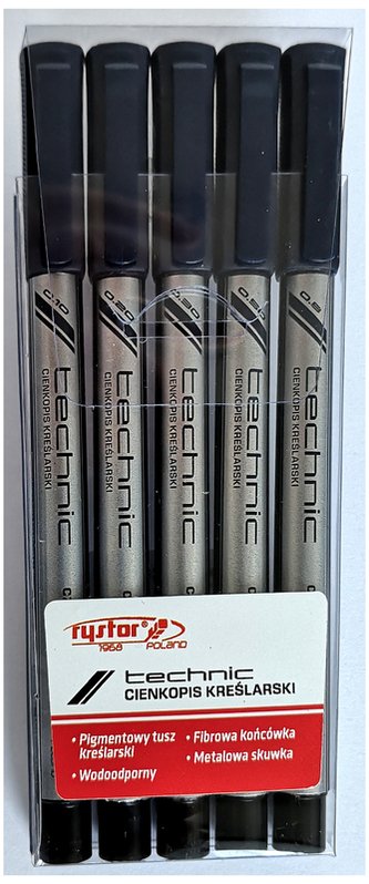 Cienkopisy kreślarskie  kpl. 5 szt., Rystor