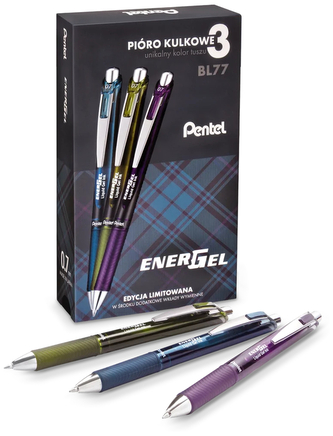 Pióro kulkowe EnerGel 3szt. + wkład LR7 3szt. BL77A2-ST3KSVPL, Pentel