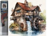 Diamantové malování Domek s mlýnem 30 x 40 cm