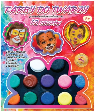 Farby do malowania twarzy FA 012 + akcesoria, Aliga