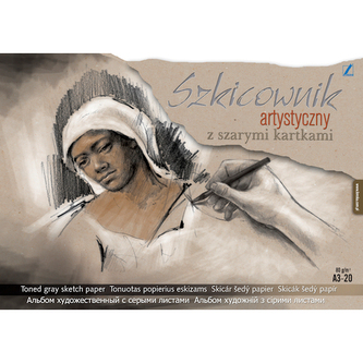 Szkicownik artystyczny A3 20k. 80g/m2 z szarymi kartkami, Kreska