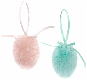 Zawieszki futerkowe jajka 6 cm, 2 szt. pastelowe, Dp Craft