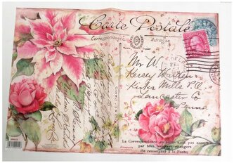 Papier ryżowy 48x33 Gwiazda betlejemska różowa, Stamperia