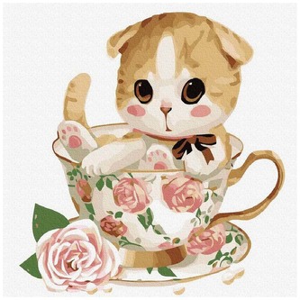 Numermoalowanie Classic 30x30 Kotek w filiżance No 4, iPicasso