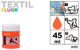 Farba do tkanin 45ml pomarańczowa fluorescencyjna Artix PP651-27, Main Paper