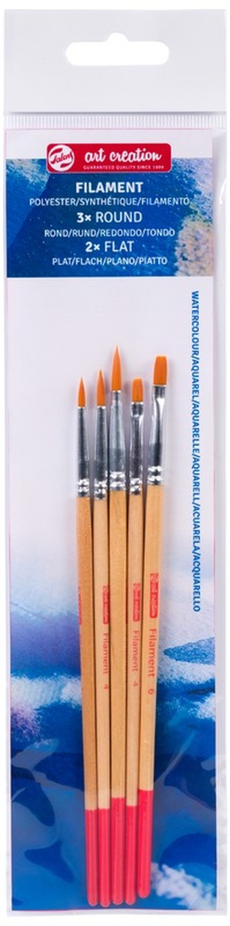 Pędzle do akwareli 5szt. włókna poliestrowe Art Creation, Talens