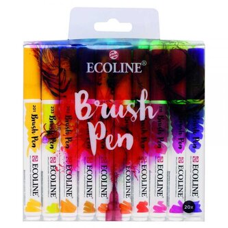 Pisaki akwarelowe pędzelkowe Ecoline Brush Pen zestaw 20-kol.11509009, Talens
