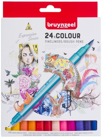 Cienkopisy pędzelkowe Brushpen 2w1 24-kol., Bruynzeel