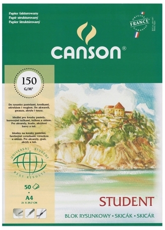 Blok rysunkowy A4 50 k. 150g Student fakturowany, Canson