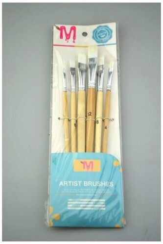 Pędzle nylonowe płaskie białe 6szt. Pentart