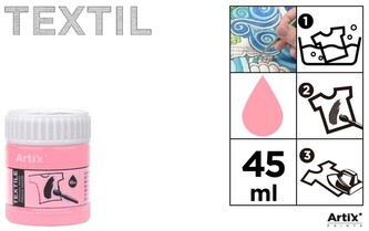 Farba do tkanin 45ml jasnoróżowa Artix PP651-04, Main Paper