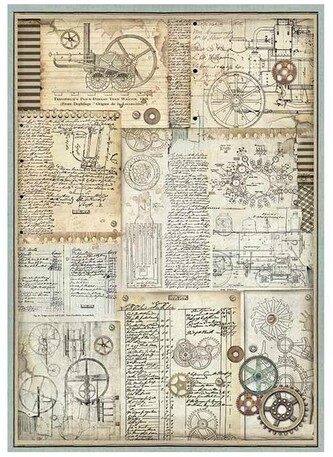 Papier ryżowy A3 Voyages-Maszyny, Trybiki, Stamperia