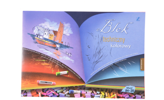 Blok techniczny A4 kolorowy 300g 20k, Kreska