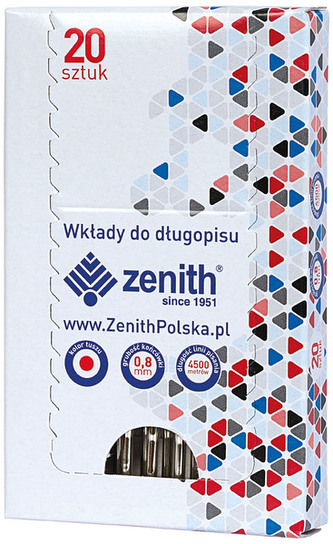 Wkłady do długopisu Zenit czerw. metal. op. 20 szt., Zenith