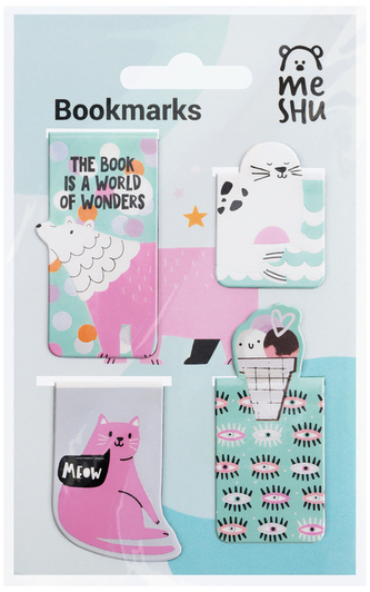 Zakładki magnetyczne do książek "Purple Mood", 4szt., Meshu