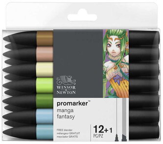Markery dwustr. ProMarker zest. 12+1 szt. Manga Fantasy, Winsor&Newton;