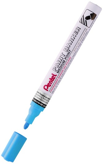 Marker olejowy - okrągła końc. 4,5mm, aluminiowa obudowa, błękitny MMP10-S, Pentel