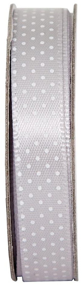 Tasiemka satynowa w kropki soft silver, 3 m, Anitas