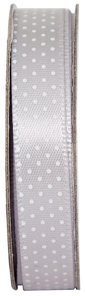 Tasiemka satynowa w kropki soft silver, 3 m, Anitas