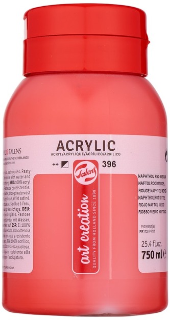 Farba akrylowa 750ml Naphthol Red Medium 396 Czerwień Naftalenowa średnia Art Creation, Talens