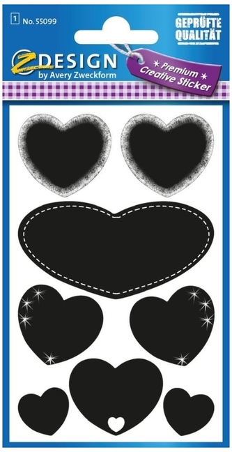 Naklejki foliowe – tablica serca, Avery