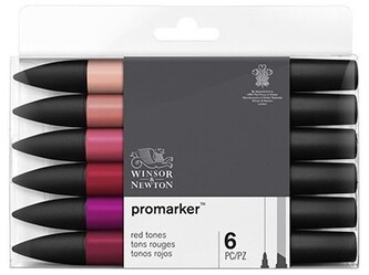 Markery dwustr. okr./ścięty ProMarker zest. 6szt. Red Tones 290159, Winsor&Newton;