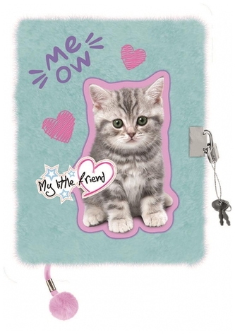 Pamiętnik z kłódką włochacz A5 96k My Little Friend Mint Kitty, St.Majewski