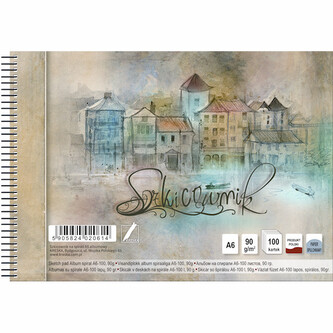 Szkicownik na spirali A6 100 k. 90 g/m2 poziomy, Kreska