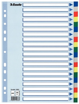 Przekładki A4 20k. plast, Esselte