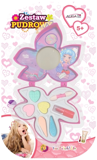 Zestaw pudrowy, 5 cieni, 1 szminka, 1 pędzelek, ZP-2425, Aliga