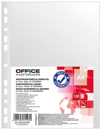 Koszulki na dokumenty A4, PP, groszkowe, 50mikr, 100szt., Office Products